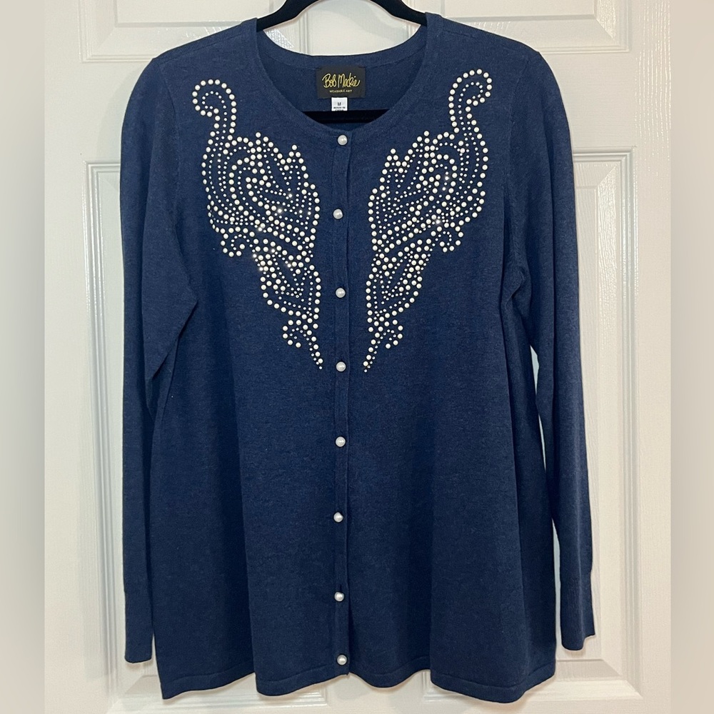 Bob Mackie Navy Button Up Size Medium